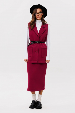 Костюм с жилетом и юбкой из хлопка для демисезона GO f7094/12-01.164 вишня - фото 1