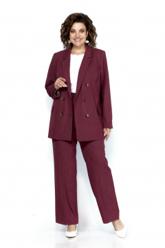 Брюки и жакет деловой костюм из текстиля с принтом Anastasia 1155 маджента_меланж - фото 4