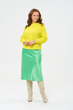 Юбка трапециевидная из атласа на резинке Anastasia 817.2 неоновый_зеленый - фото 2