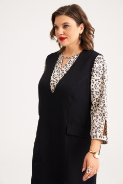 Деловой комплект блуза и сарафан с принтом и карманами Almirastyle 402 - фото 5