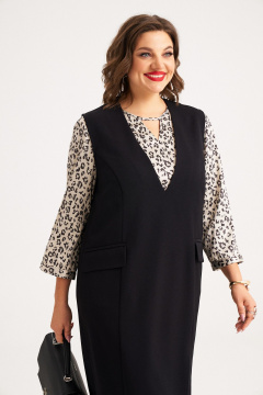 Деловой комплект блуза и сарафан с принтом и карманами Almirastyle 402 - фото 4