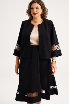 Элегантный костюм жакет и юбка со вставками из сетки Almirastyle 394 - фото 1