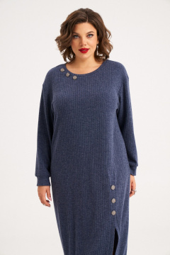 Миди платье с декоративными пуговицами и спущенными плечами Almirastyle 396 - фото 1