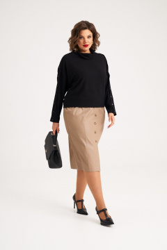 Комплект из трикотажного джемпера и юбки из эко-кожи Almirastyle 400 - фото 2