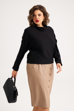 Комплект из трикотажного джемпера и юбки из эко-кожи Almirastyle 400 - фото 1