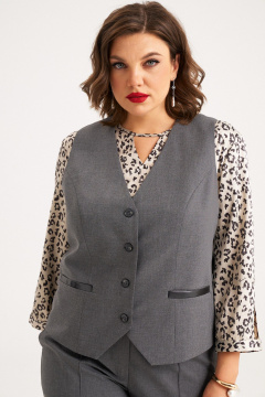 Брючный костюм из костюмной ткани с жилетом и широкими брюками Almirastyle 406 - фото 4