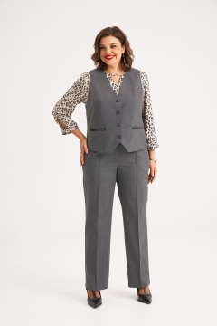 Брючный костюм из костюмной ткани с жилетом и широкими брюками Almirastyle 406 - фото 2