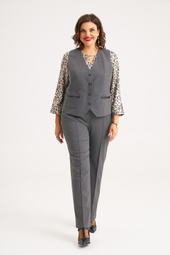 Брючный костюм из костюмной ткани с жилетом и широкими брюками Almirastyle 406 - фото 1