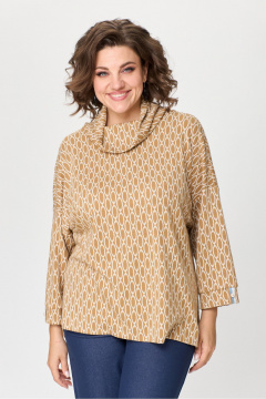 Джемпер свободного силуэта на вязке с воротником-хомут Michel chic 787 экрю - фото 2