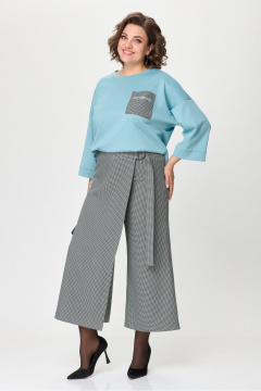 Джемпер и кюлоты в демисезонном костюме в клетку Michel chic 1362/1 голубой,клетка - фото 5