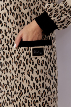 Коричневое демисезонное платье из трикотажа с нагрудными деталями TAiER 1323 - фото 2