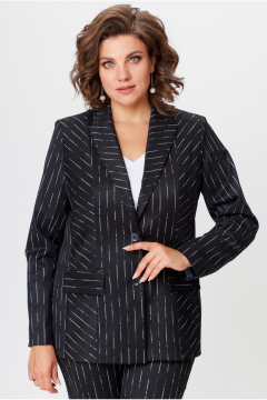 Чёрный деловой комплект из жакета и классических брюк БелЭльСтиль 412+596-08_2023 полоска - фото 5