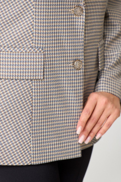 Бежевый удлинённый жакет из текстильной ткани БелЭльСтиль 412-3_03_22 золото - фото 3