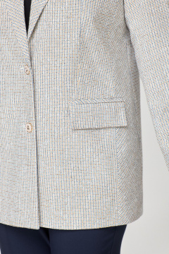 Длинный синий жакет из рогожки с застёжкой на пуговицы БелЭльСтиль 762-арт.2_84_22 молочно-синий - фото 5