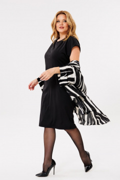Нарядный женский комплект: шифоновая блуза и платье-футляр Michel chic 1398 черный,зебра - фото 4