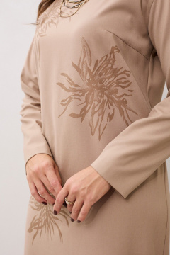 Платье свободного силуэта с длинным рукавом и принтом MALI 424-041 бежевый - фото 3