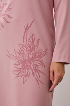 Платье свободного силуэта с принтом пионов и длинным рукавом MALI 424-041 розовый - фото 4