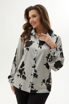 Блуза на стойке из текстиля с застежкой на пуговицы MALI 624-075 розы - фото 1