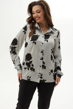 Блуза на стойке из текстиля с застежкой на пуговицы MALI 624-075 розы - фото 2