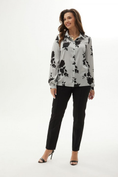 Блуза на стойке из текстиля с застежкой на пуговицы MALI 624-075 розы - фото 4