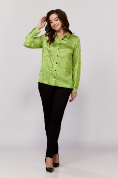 Блуза на воротнике из текстиля с застежкой на пуговицы MALI 624-075 лайм - фото 2