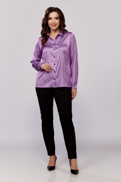 Блуза на стойке с застежкой из текстиля MALI 624-075 маджента - фото 1