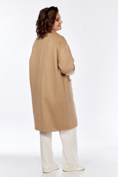 Пальто свободного кроя из пальтовой ткани с накладными карманами Диомант 1999 светлый_коричневый - фото 4
