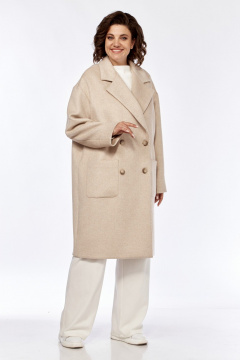 Пальто свободного кроя с бортами из пальтовой ткани Диомант 1999 пудра - фото 2