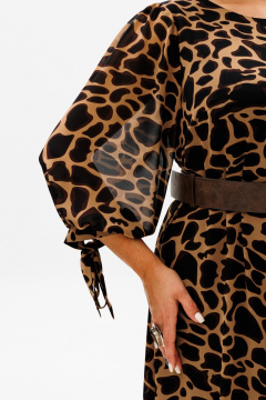 Длинное шифоновое платье с принтом и разрезами Anelli 1463 джия - фото 5