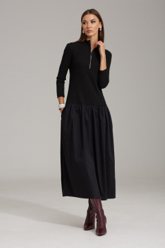 Стройное полуприлегающее платье с карманами и воротником-стойкой N.O.W. 1479 - фото 2