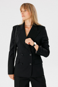 Трендовый приталенный жакет из текстиля с терморегуляцией FAMA 24034 чёрный - фото 5