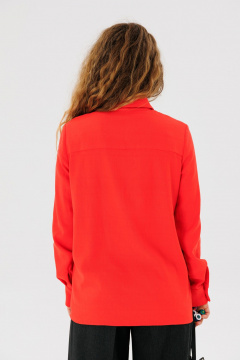 Красная рубашка прямого кроя из текстиля для делового стиля FAMA 24042-2 красный - фото 4