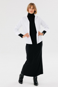 Приталенное длинное платье из трикотажа с длинными рукавами FAMA 24047 чёрный - фото 5