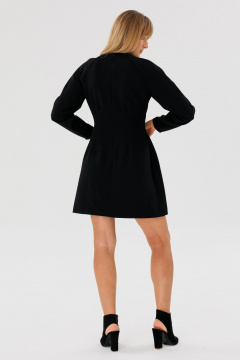 Черное приталенное платье с пышной юбкой из нейлонового трикотажа FAMA 24048 чёрный - фото 5