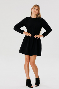 Черное приталенное платье с пышной юбкой из нейлонового трикотажа FAMA 24048 чёрный - фото 2