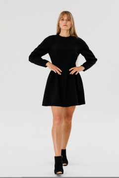 Черное приталенное платье с пышной юбкой из нейлонового трикотажа FAMA 24048 чёрный - фото 1