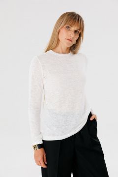 Унисекс лонгслив прямого кроя с длинными рукавами из трикотажа FAMA 24050 молочный - фото 1