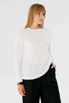 Унисекс лонгслив прямого кроя с длинными рукавами из трикотажа FAMA 24050 молочный - фото 2