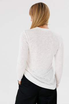 Унисекс лонгслив прямого кроя с длинными рукавами из трикотажа FAMA 24050 молочный - фото 4