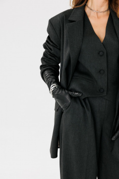 Серый костюм 3-ка из поливискозы: жакет, брюки, жилет FAMA 24051-3 графит - фото 5