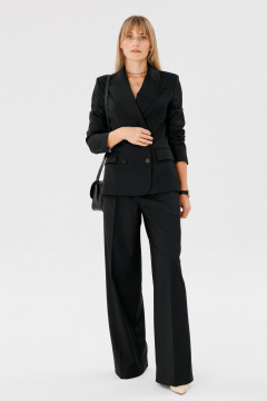 Деловой костюм 2-ка из поливискозы: жакет и брюки для работы FAMA 24052 чёрный - фото 1