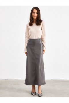 Юбка миди из экокожи в сером цвете ATTIKA A3032 - фото 2