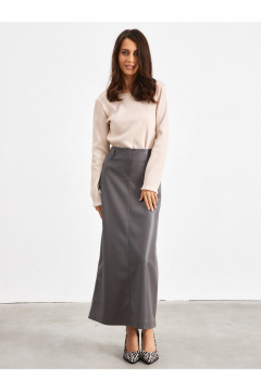 Юбка миди из экокожи в сером цвете ATTIKA A3032 - фото 1