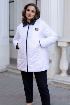 Демисезонная утепленная куртка с капюшоном Andina city 7009-24 черный/белый - фото 5