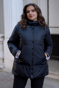 Демисезонная утепленная куртка с капюшоном Andina city 7009-24 черный/белый - фото 1