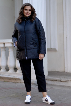 Демисезонная утепленная куртка с капюшоном Andina city 7009-24 черный/белый - фото 2