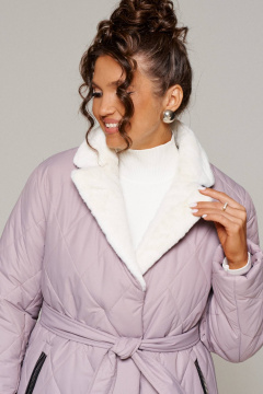 Зимнее стеганое пальто с капюшоном и прорезными карманами Beautiful&Free 6241 бежевый - фото 3