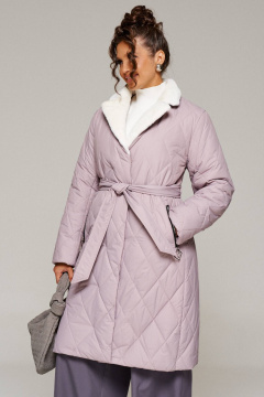 Зимнее стеганое пальто с капюшоном и прорезными карманами Beautiful&Free 6241 бежевый - фото 2