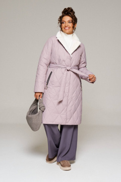 Зимнее стеганое пальто с капюшоном и прорезными карманами Beautiful&Free 6241 бежевый - фото 1