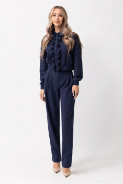 Блуза и брюки стильное сочетание из текстиля Golden Valley 6618 темно-синий - фото 1